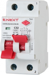 Вимикач диф. E.Next e.elcb.stand.C 2р 32А 30мА з розділ.рук.